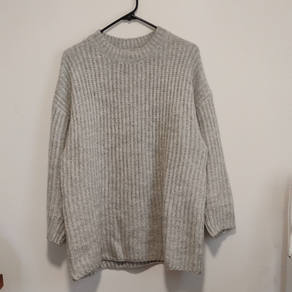 Asos | Light Grey Oversized Knit Crewneck Sweater | Women's 8